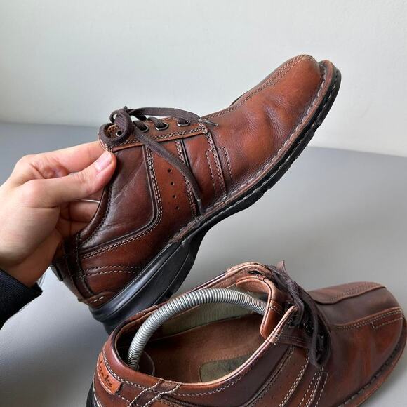 Vintage Brown Leather Clarks Square Toe Lace Up Dress Shoes main image 6